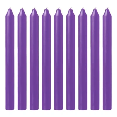 Image of Tezraftaar® 25 x Tapered Dinner Candles 190mm Purple Unscented Paraffin Wax Long Burning Candle for Restaurants Dining Christmas Parties