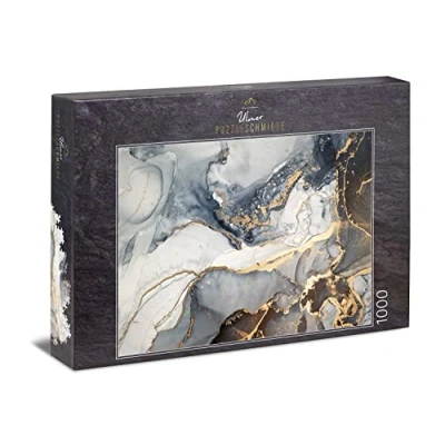 Image of Ulmer Puzzleschmiede Puzzle &quot;Gold Veins&quot; Modern 1000 Piece Made in Germany Abstract Colour Art as a Stylish Impossible Heavy for Multiple Evenings