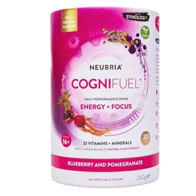 Image of NEUBRIA COGNIFUEL 30 Sachets Energy Drink for Focus, Mental &amp; Physical Performance Electrolytes Hydration, B Vitamins, Caffeine Plant Extracts Gym Workout Blueberry Pomegranate