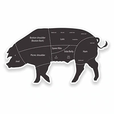 Image of 2 x 10cm Meat Cuts Pig Pork Vinyl Sticker Laptop Butcher Farm Animal Food #9624 (10cm Wide 5.5cm High)