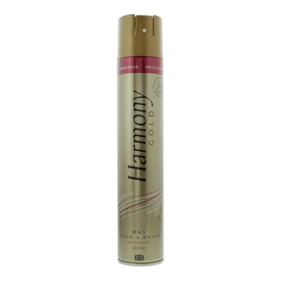 Image of HARMONY GOLD HAIRSPRAY MAXIMUM HOLD &amp; SHINE WITH UV FILTERS ARGON OIL VITAMIN PRO B5 400ml