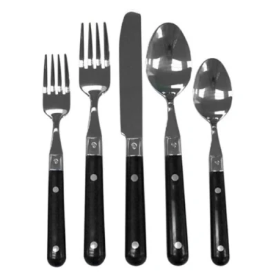 Image of Ginkgo International Le Prix 20 Piece Stainless Steel Flatware Place Setting, Black, Service for 4