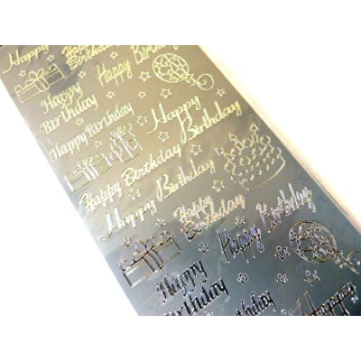 Image of Shiny Silver Foil Happy Birthday Labels Stickers for Craft, Cards &amp; Decoration