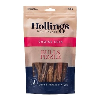 Image of Hollings Bulls Pizzle Dog Treats, 100% Natural, Long Lasting Chew Treats for Adult Dogs, Grain Free, No Rawhide &amp; High in Protein (175g)
