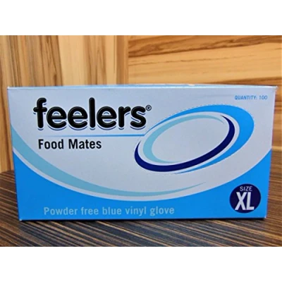 Image of Powder Free Disposable Vinyl Gloves XL Blue 100 Pack