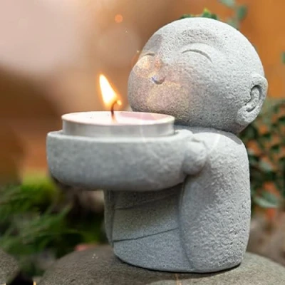 Image of Neamou Tea Light Candle Holders, Little Buddha Statue Holder, Candles Holders Decorative Home Accessories, Tealight Holder Chinese Decorations