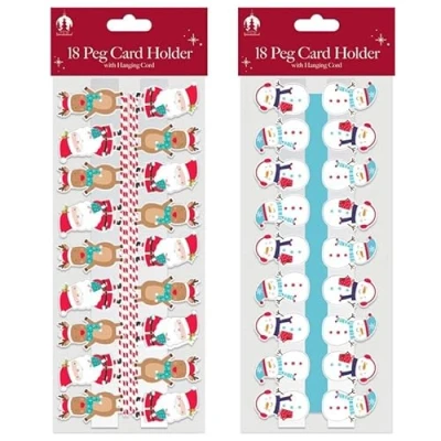 Image of Tallon XC0025 Christmas Novelty Card Holder Pegs 18 Santa Reindeer &amp; Snowman Design Assorted Designs X1