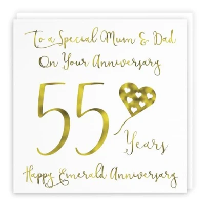 Image of Hunts England Large Mum And Dad Parents 55th Anniversary Card To A Special &amp; On Your 55 Years Happy Emerald Milano Collection 210 x mm