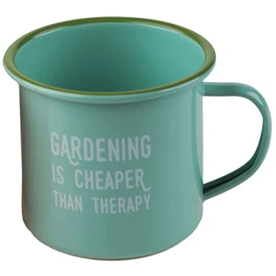 Image of Stunning Mint Green Gardening Therapy Enamel Mug 9cm x 13cm (1 Pc.) Durable Material &amp; Unique Design Perfect for Any Event,