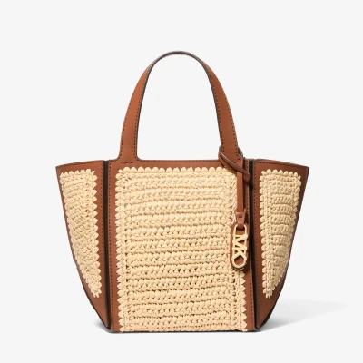 Image of Michael Kors Jordi Small Crocheted Straw Tote Bag