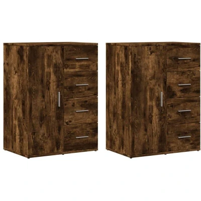 Image of vidaXL Sideboards 2 pcs Smoked Oak 59x39x80 cm Engineered Wood