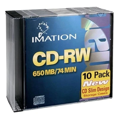 Image of Imation CD RW 650MB 74 min. 1x 4x 10 pack (slim line jewel case)