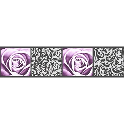 Image of A.S. Création Self Adhesive Border Stick Ups Wallpaper with Roses 5.00 m x 13 cm Black Purple Made in Germany 901910 9019 10