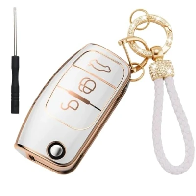 Image of Asheyya Car Key Cover Cases Keychain for Ford 3, TPU Fob Compatible with Focus Fiesta Galaxy Kuga C Max S Mondeo MK4