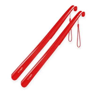 Image of TYGA STORE Shoe Horn Extra Long Handled 23 inches, 58cm, Comfortable, Elongated Footwear Fitter (For Men &amp; Women) (Red, 2)
