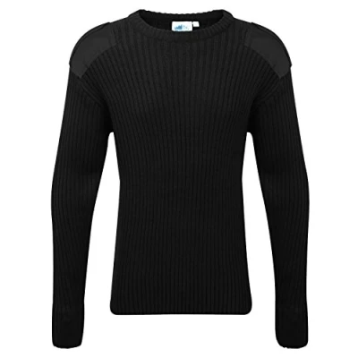 Image of Adults Military Army Security Pullover Jumper Sweater Crew Neck (S, Black)