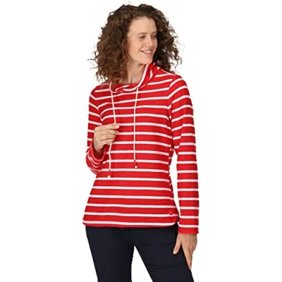 Image of Regatta Womens Helvine Striped Sweatshirt Fleece, Miami Red/White Stripe, 14 UK