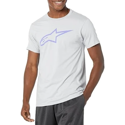 Image of Alpinestars Men&#039;s Ageless Classic Tee T Shirts, Silver/Purple, XL