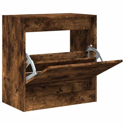 Image of vidaXL Shoe Cabinet Smoked Oak 60x34x63.5 cm Engineered Wood
