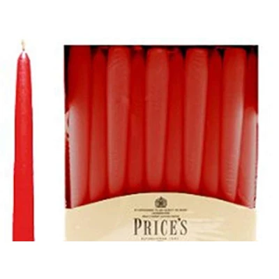 Image of Price&#039;s Candles Unwrapped Tapered Dinner Candle, Pack of 20, Red