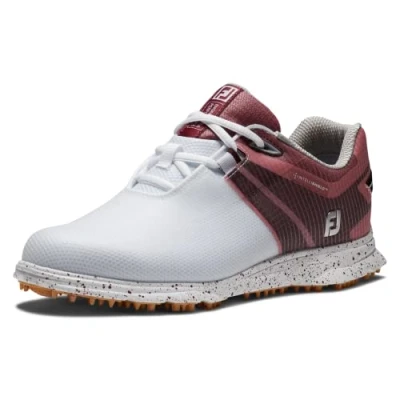 Image of FootJoy Women&#039;s Prosl Sport Golf Shoe, White Black Burgundy, 8 UK