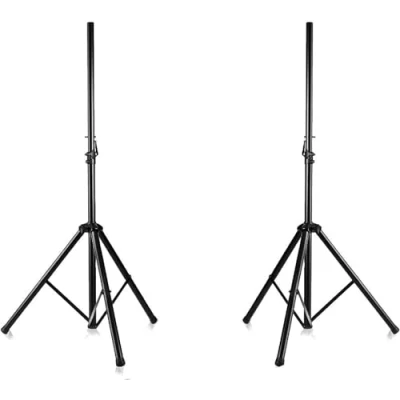 Image of Pyle, 2 Speaker Stand Floor Pair Dual Universal Pa Dj Tripod Stands, Adjustable Height Heavy Duty &amp; Lightweight, Portable w/Case, Stable