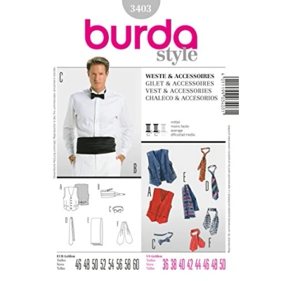 Image of Burda Ladies Sewing Pattern 3403 Vest Size 4660 &amp; Accessories