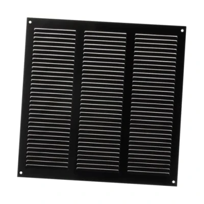 Image of Metal Air Vent Grille Cover with Insect Mesh Ventilation (300x300mm / 11x11&#039;&#039;, Black)