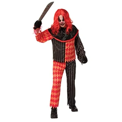 Image of Bristol Novelty AF115STD Quarter Sawn Clown Standard Adult Costume, Men, Red, Black