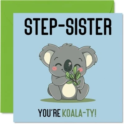 Image of Birthday Cards for Step Sister Koala Ty Funny Happy Card from Brother, Sibling Gifts, 145mm x Joke Greeting Women Her