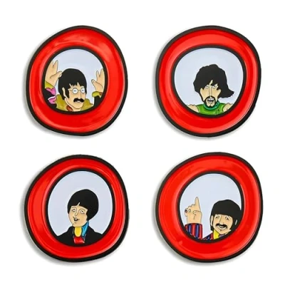 Image of Eaglemoss Hero Collector The Beatles: Yellow Submarine Porthole Pin Badge Box Set Beatles Collection Model Replica