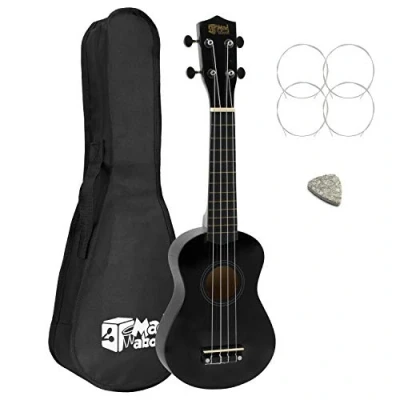 Image of Mad About SU8 Left Handed Soprano Ukulele in Black with FREE Gig Bag, Felt Pick, and Spare Strings Great for Schools Beginners