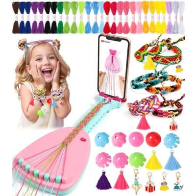 Image of Ophy Friendship Bracelet Making Kit, Kit Phone Holder Braiding Loom Maker with 35 Bundles 19 Colors Thread, DIY Arts and Crafts Toys Bands Birthday Gifts for Girls 6 12 Years