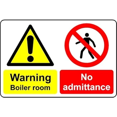 Image of Warning Boiler Room no Admittance Safety Sign 1mm Plastic (400mm x 300mm)