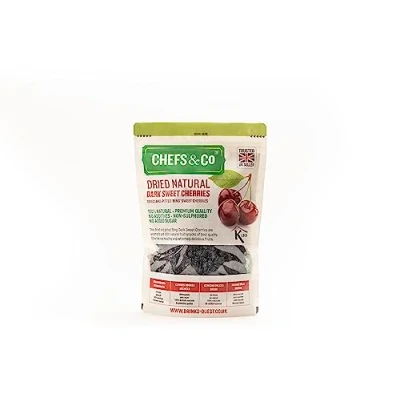 Image of CHEFS &amp; CO Dried Dark Sweet Cherries (pitted) 100% Natural Fruits Healthy Snack Non sulphured, Vegan No additives,No Added Sugar,Kosher Certified,GMO Free (Natural, 750 g (Pack of 1))