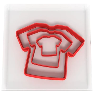 Image of JUST Cutters Shirt Shape Set of 3 Plastic Cutter for Baking, Fondant, Clay, Pastry, Icing, Jewellery (3/5/8CM), X1 D6