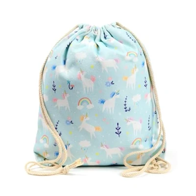 Image of Puckator Unicorn Magic Canvas Drawstring Bag Swimming Bags For Kids Gym Pe Festival Women Gymnastics String Sport Backpack Yoga Equipment