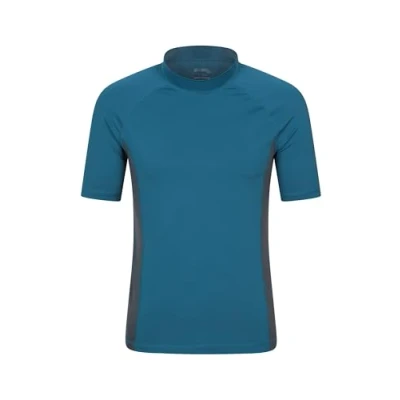 Image of Mountain Warehouse Mens UV Rash Vest Lightweight, Quick Drying &amp; Stretchy T Shirt with UPF 50+ Flat Seams for Spring Summer, Beach, Swimming Water Sports Petrol Blue XXL