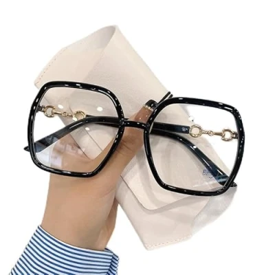 Image of NOVESIXTDAT Oversized Reading Glasses Women, Extra Large Flat Light Mirror, Square Blue Blocking Reader, Anti Glare Eyewear (Color : Black, Size +3.00)