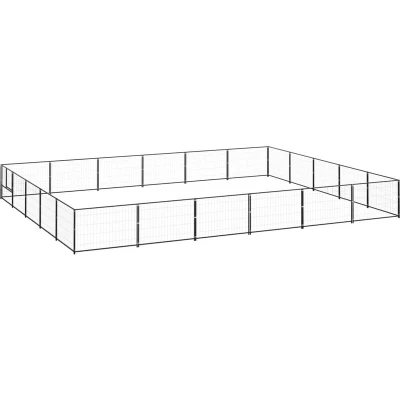 Image of vidaXL Dog Kennel Black 30 m² Steel