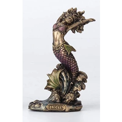 Image of Veronese Design 3 1/2 Inch Yemaya Santeria Orisha Mother of All and Goddess The Ocean Cast Resin Hand Painted Antique Bronze Finish Statue Home Decor
