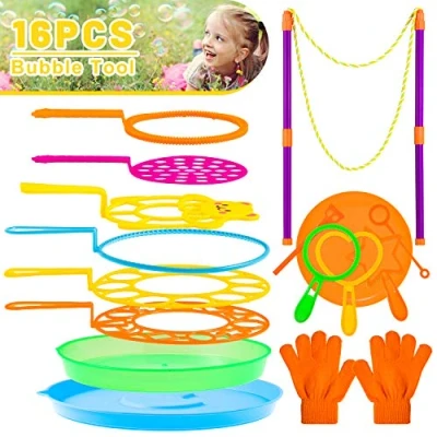 Image of Whaline Bubble Wands Set with Glove, Big Bubbles Wand Kit, Creative Making Wand, Assortment Maker, Toy for Indoor Outdoor Garden Activity Birthday Party Summer Game
