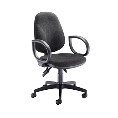 Image of Office Hippo High Back Desk Chair, Ergonomic Home &amp; Chair With Height Adjustable Seat, Fixed Arms Lumbar Support For Extra Comfort, Computer Daily Use Charcoal Grey