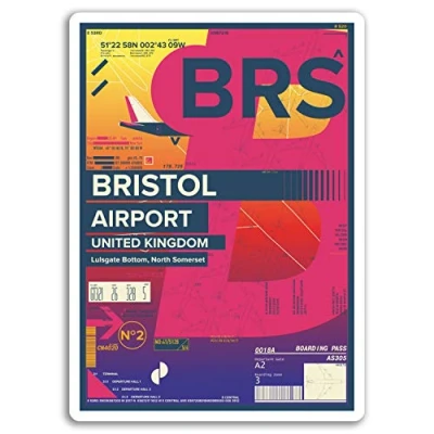 Image of 2 x 10cm Bristol Airport Vinyl Stickers England Sticker Laptop Luggage #17186 (10cm Tall)