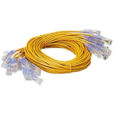 Image of Monoprice 116347 SlimRun Cat6A Ethernet Patch Cable Snagless RJ45 UTP Pure Bare Copper Wire 10G 30AWG 5ft Yellow 10 Pack