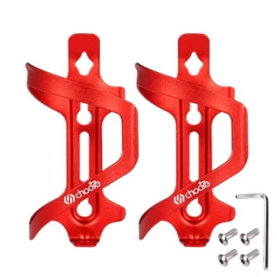 Image of Chooee Bicycle Water Bottle Cage,Aluminum Bike Holder for Road Bikes Mountain 2 Pack Red