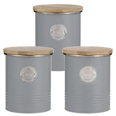 Image of Typhoon Living 3 Piece Storage Set Tea, Coffee &amp; Sugar Grey