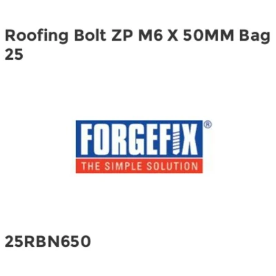 Image of ForgeFix Roofing Bolts M6 x 50mm Zinc Plated Bag 25
