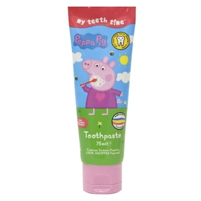 Image of My Teeth Time Peppa Pig Toothpaste, Dental Care for 3 8 Year olds Bubble Gum Flavour, Rainbow Striped, 75ml