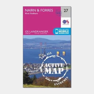 Image of Landranger Active 27 Nairn &amp; Forres, River Findhorn Map With Digital Version